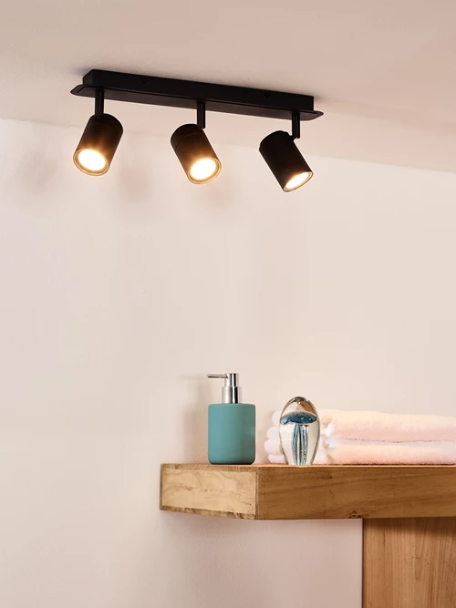 Lucide LENNERT - Ceiling spotlight Bathroom - LED Dim. - GU10 - 3x5W 3000K - IP44 - Black - atmosphere 5